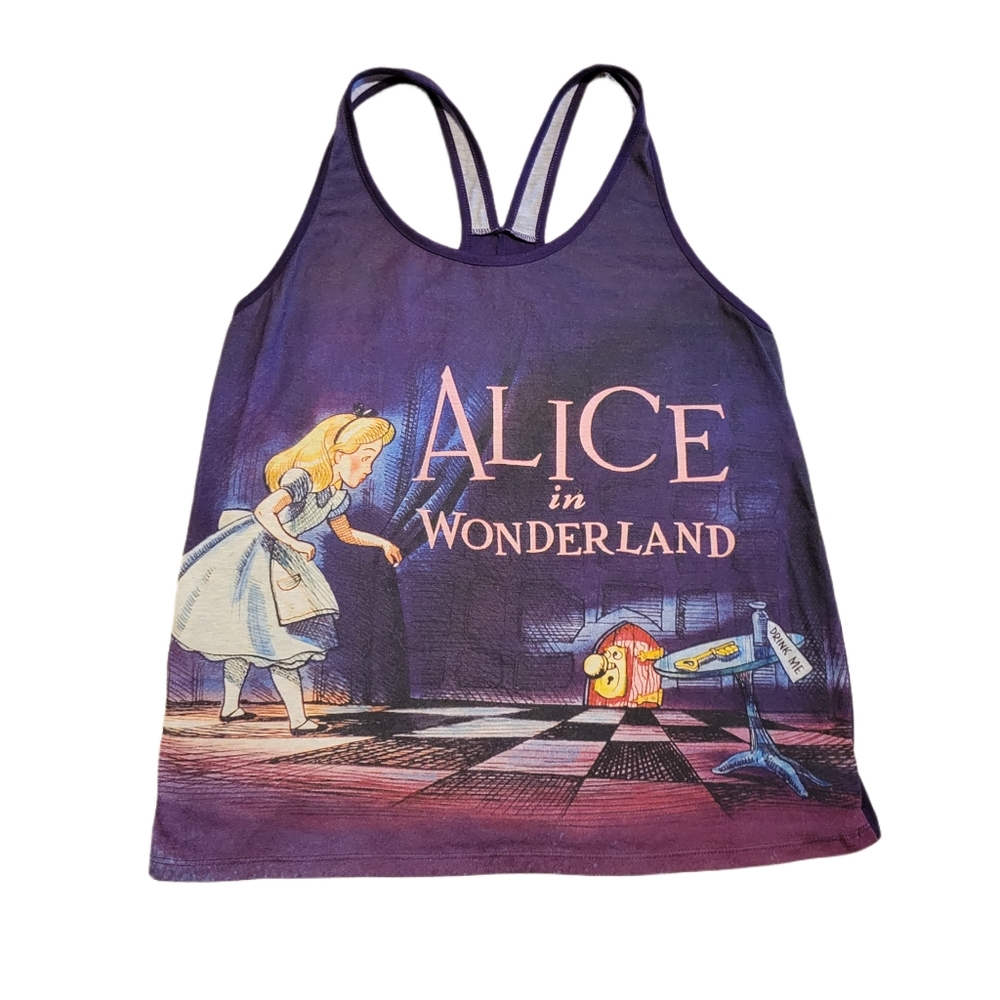Alice in Wonderland Tank Top Purple Razor Back Size Medium Classic Disney Adult